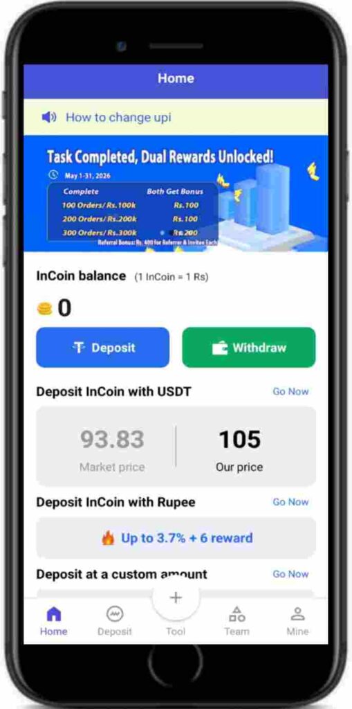 Incoinpay Real Earning Dashboard